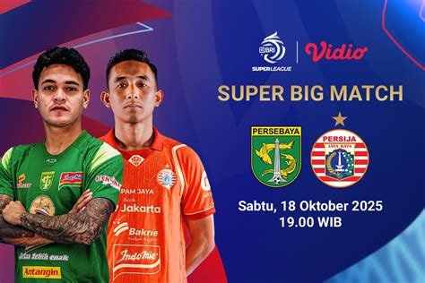 Saksikan langsung BRI Super League di Vidio dengan link streaming resmi, pertandingan seru antara Persebaya melawan PSIM siap tayang